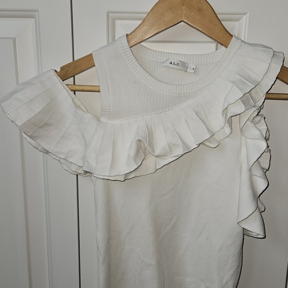 A.L.C. Palmer One-Shoulder Ruffle Knit Camisole